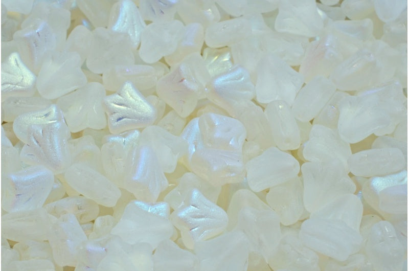 ユリの花ビーズ、クリスタルマットAB（00030-84100-28701）、ガラス、チェコ共和国