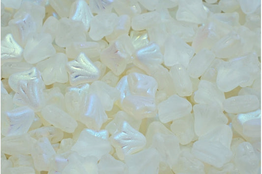 ユリの花ビーズ、クリスタルマットAB（00030-84100-28701）、ガラス、チェコ共和国