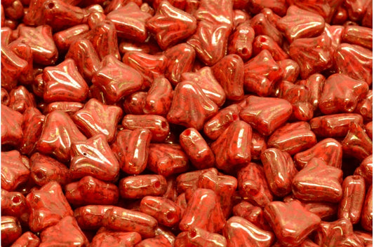 ユリの花のビーズ、97022 テラコッタバイオレット (97022-15496)、ガラス、チェコ共和国