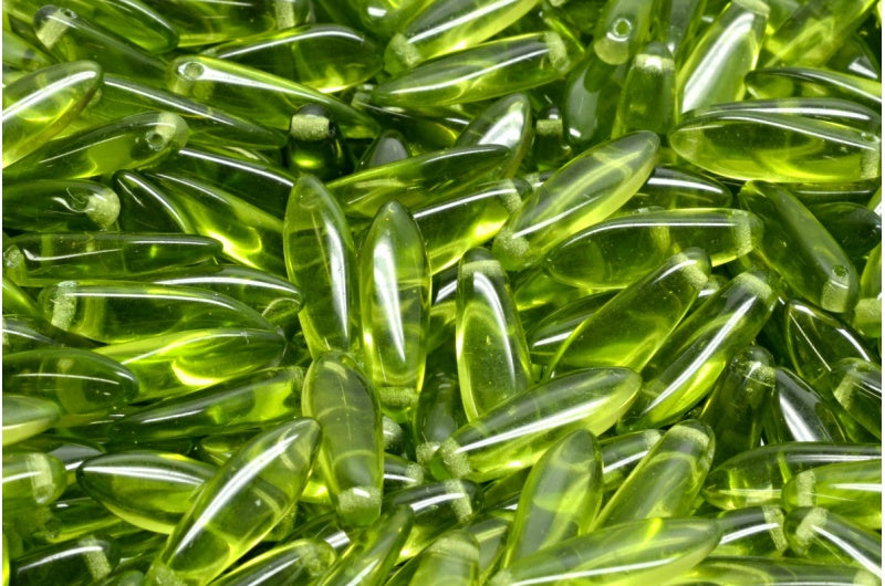 Dagger Beads, Transparent Green (50230), Glass, Czech Republic