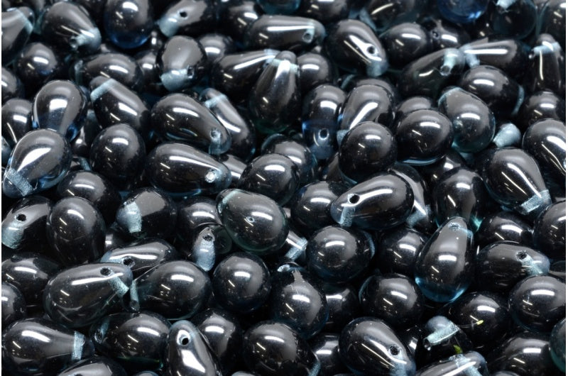 ドロップビーズ、透明ダークブルー（30330）、ガラス、チェコ共和国