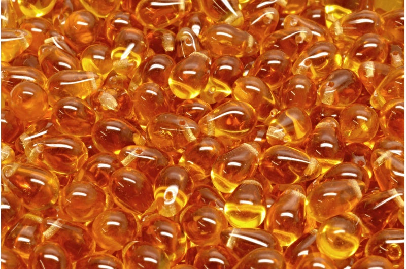 Drop Beads, Transparent Orange (10060), Glass, Czech Republic