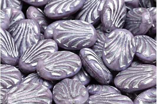 Oval With Lines, Violet Moonlight Silver Lined (26016-54301), Glass, Czech Republic