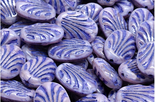 Oval With Lines, Violet Moonlight Blue Lined (26016-54325), Glass, Czech Republic