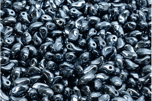 Lily Petal Beads, Black Hematite (23980-14400), Glass, Czech Republic