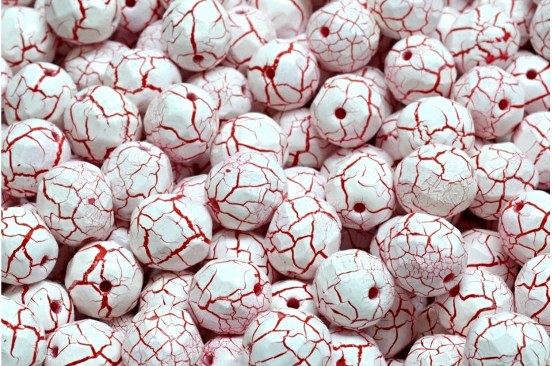 Fire Polished Faceted Beads Round, Chalk White 24602 (03000-24602), Bohemia Crystal Glass, Czech Republic