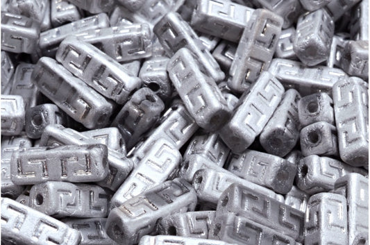 Celtic Block Beads, Crystal Matte Silver (00030-84100-27000), Glass, Czech Republic