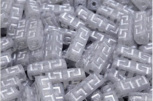 Celtic Block Beads, Crystal Matte Silver Lined (00030-84100-54301), Glass, Czech Republic