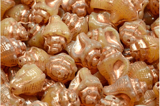 Murex Shell Beads, Beige Copper Lined (11111-54318), Glass, Czech Republic