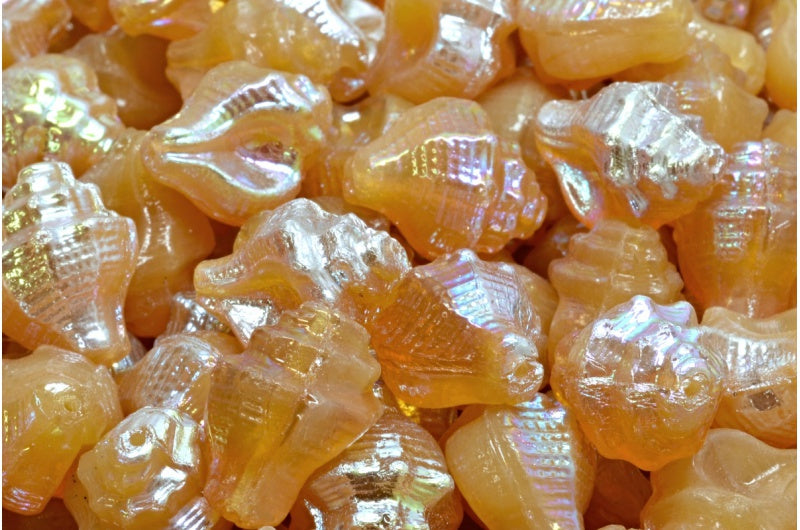 Murex Shell Beads, Beige Ab (11111-28701), Glass, Czech Republic