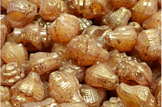 Murex Shell Beads, Beige Terracotta Violet (11111-15496), Glass, Czech Republic