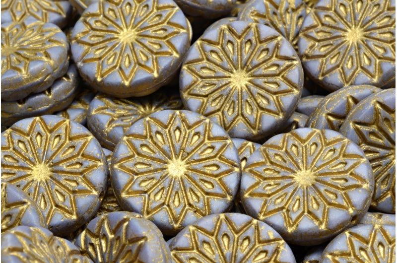 Origami Flower Beads, 21350 Matte Gold Lined (21350-84100-54302), Glass, Czech Republic