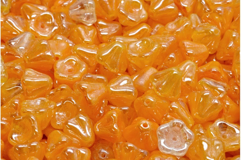 Bell Flower Beads, Yellow Hematite (R0812-14400), Glass, Czech Republic