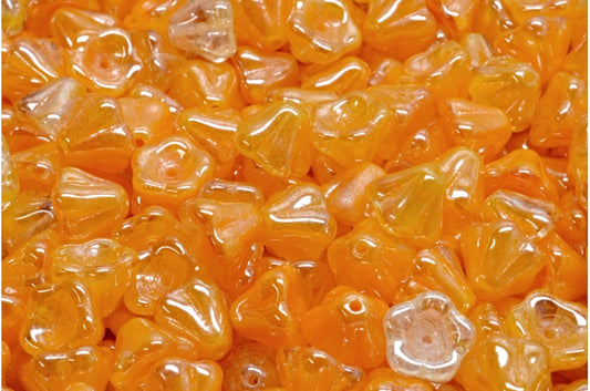 Bell Flower Beads, Yellow Hematite (R0812-14400), Glass, Czech Republic