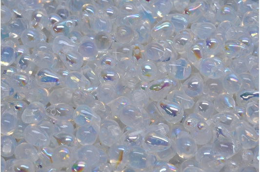 Drop Beads, Opal White Ab (01000-28701), Glass, Czech Republic