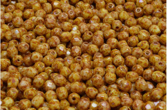 Fire Polished Faceted Beads Round, Chalk White Stain Strong (03000-86805), Bohemia Crystal Glass, Czech Republic