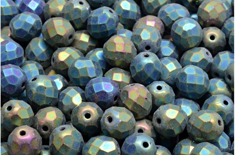 ファセットビーズ ラウンド、ブラックマット 21455 (23980-84100-21455)、ボヘミアクリスタルガラス、チェコ共和国