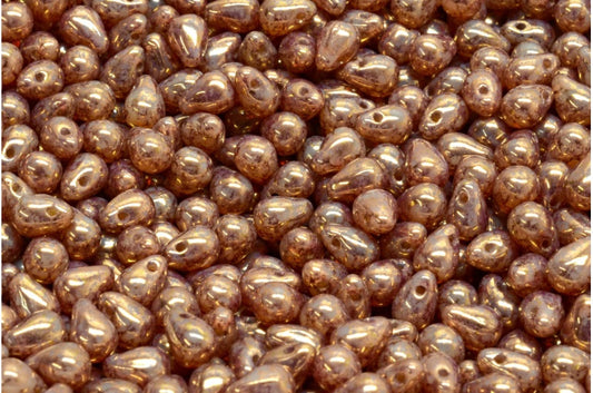 Drop Beads, Beige Terracotta Violet (11111-15496), Glass, Czech Republic