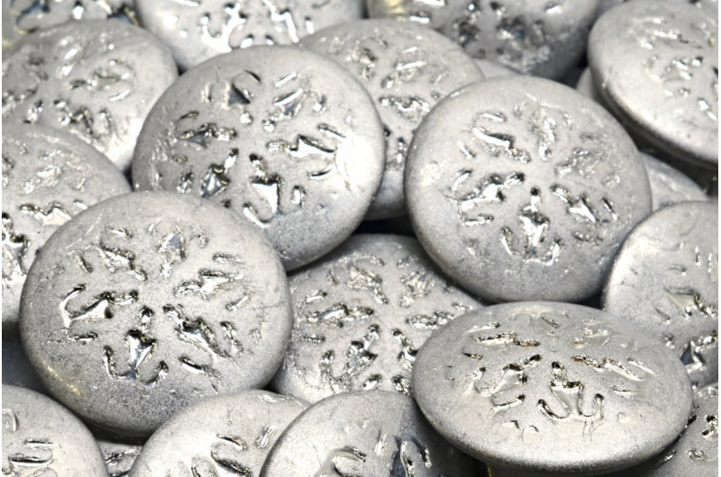 Snowflake Cabochon Beads, Crystal Matte Crystal Silver Half Coating (00030-84100-27001), Glass, Czech Republic