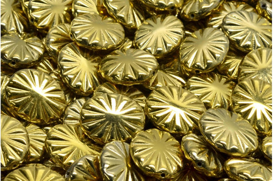 Flache ovale Perlen, Kristallgold (00030-26443), Glas, Tschechische Republik