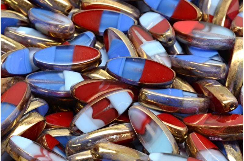 Table Cut Ship Flat Beads, R0369 Brass (R0369 90215), Glass, Czech Republic