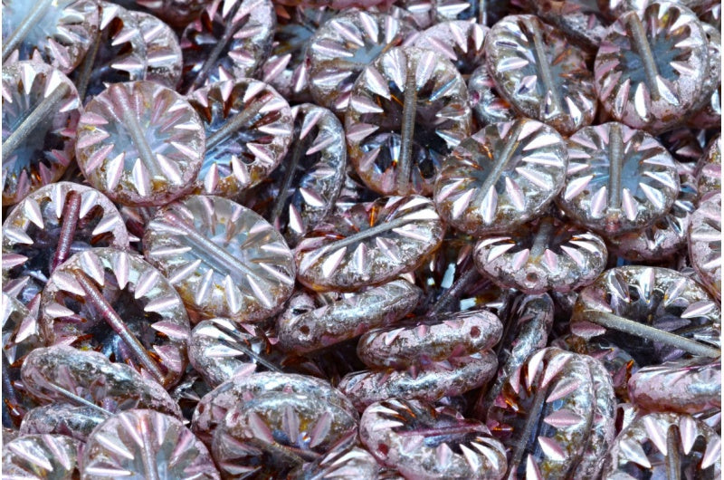 Table Cut Flat Oval Beads, Transparent Blue Travertin 54321 (30020 86800 54321), Glass, Czech Republic