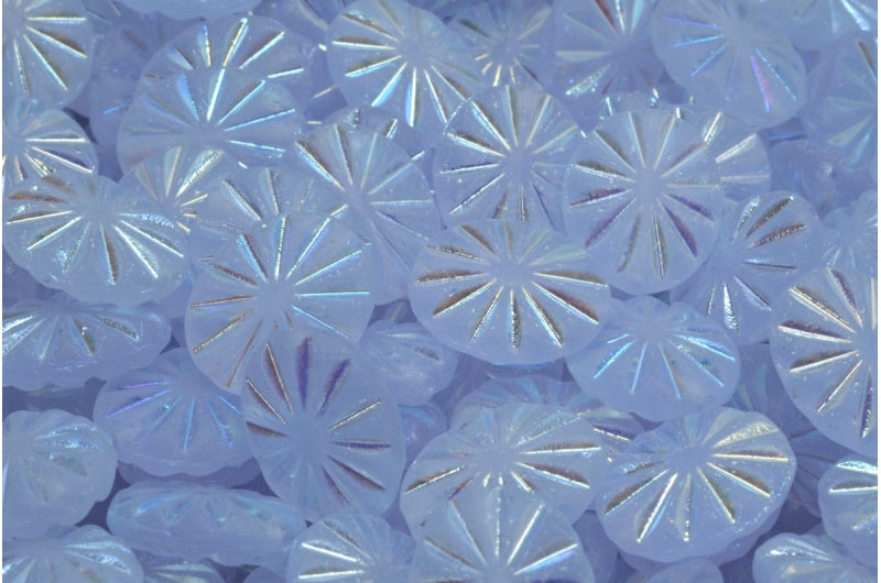 フラットオーバルビーズ、透明ライトアメジストABフル（2Xサイド）マット（20210-28703-84100）、ガラス、チェコ共和国