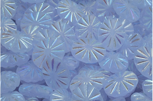 フラットオーバルビーズ、透明ライトアメジストABフル（2Xサイド）マット（20210-28703-84100）、ガラス、チェコ共和国