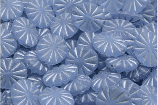 フラットオーバルビーズ、透明ライトアメジストシルバーラインマット（20210-54301-84100）、ガラス、チェコ共和国