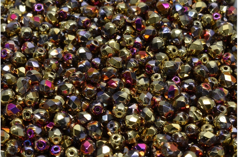 ファセット加工ビーズ ラウンド、クリスタル 98545 (00030-98545)、ボヘミアクリスタルガラス、チェコ共和国