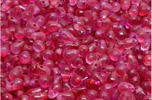 Tropfenperlen, Kristallgeätztes Rosa Lila (00030-ETCH-48020), Glas, Tschechische Republik