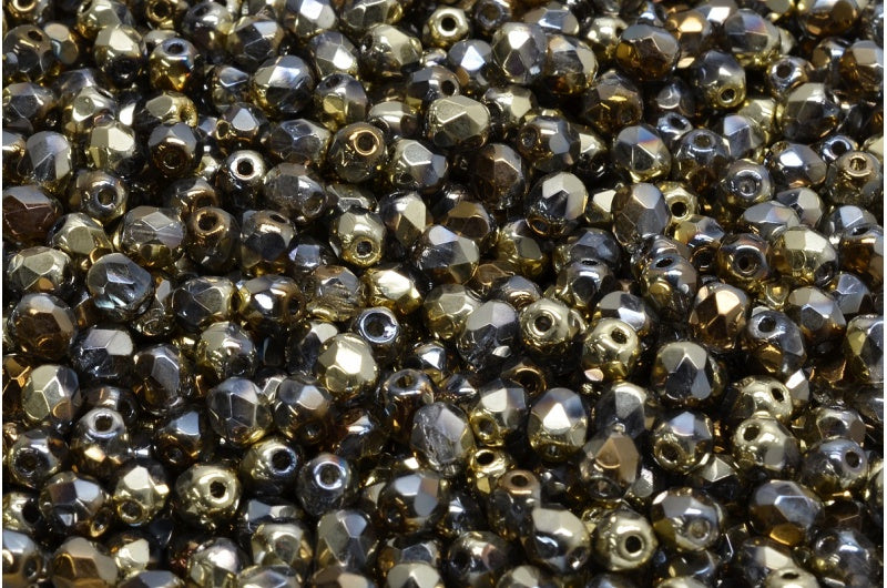 ファイアポリッシュファセットビーズラウンド、クリスタル98543（00030-98543）、ボヘミアクリスタルガラス、チェコ共和国