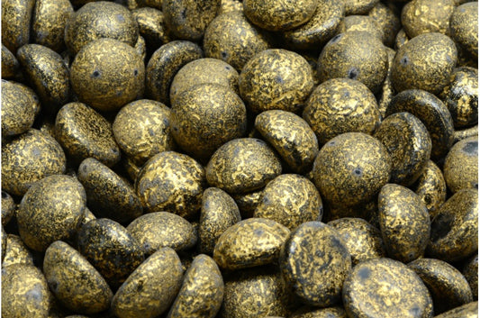 Cabochon-Perlen, schwarz geätztes Gold gefüttert (23980-ETCH-54302), Glas, Tschechische Republik