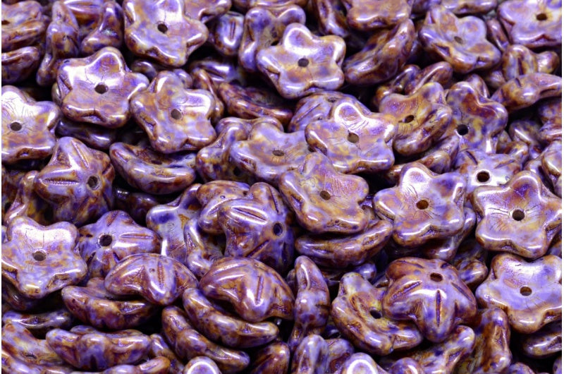 Flower Cup Beads, White 65328 (02010-65328), Glass, Czech Republic