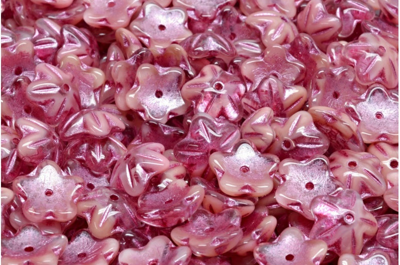 Flower Cup Beads, Pink Pink Lined (R074254321), Glass, Czech Republic