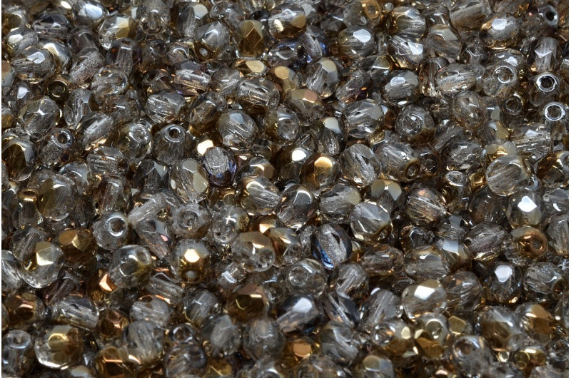 Fire Polish Faceted Beads, Crystal Crystal Bronze Capri (00030-22601), Glass, Czech Republic