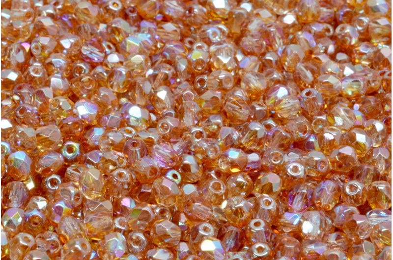 Fire Polished Faceted Beads Round, Crystal 98535 (00030-98535), Bohemia Crystal Glass, Czech Republic