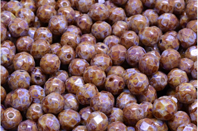 Fire Polished Faceted Beads Round, Chalk White 65328 (03000-65328), Bohemia Crystal Glass, Czech Republic