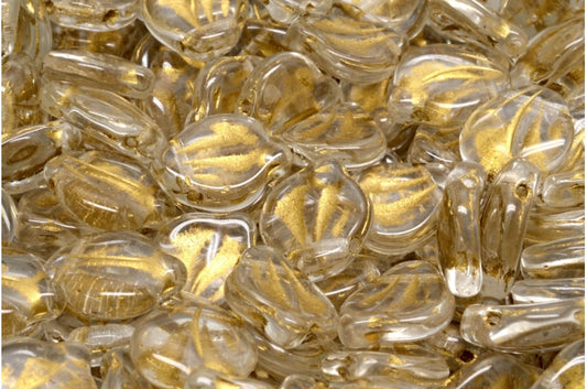 Pfingstrosenblütenperlen, Kristallgold gefüttert (00030-54302), Glas, Tschechische Republik