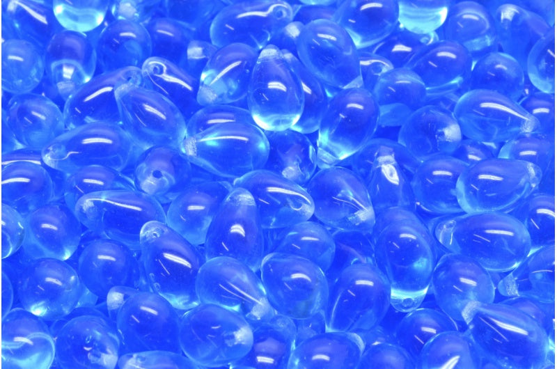 ドロップビーズ、透明ブルー（30040）、ガラス、チェコ共和国