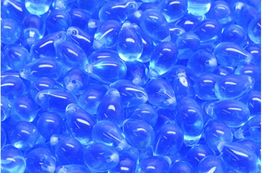 ドロップビーズ、透明ブルー（30040）、ガラス、チェコ共和国