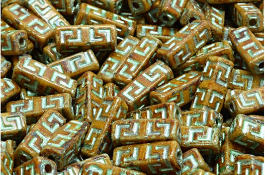 Celtic Block Beads, Beige Travertin 54322 (11111-86800-54322), Glass, Czech Republic