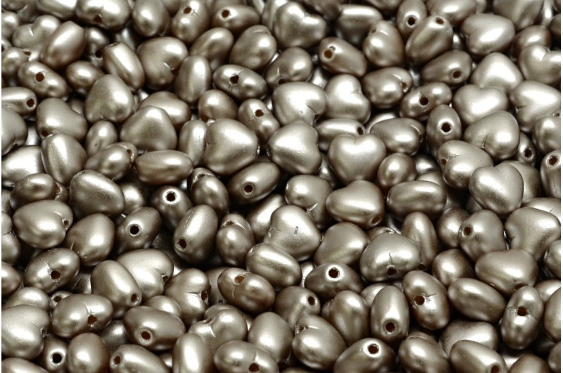 Heart Beads, White Light Brown (02010-25005), Glass, Czech Republic