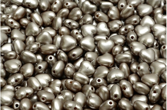 Heart Beads, White Light Brown (02010-25005), Glass, Czech Republic