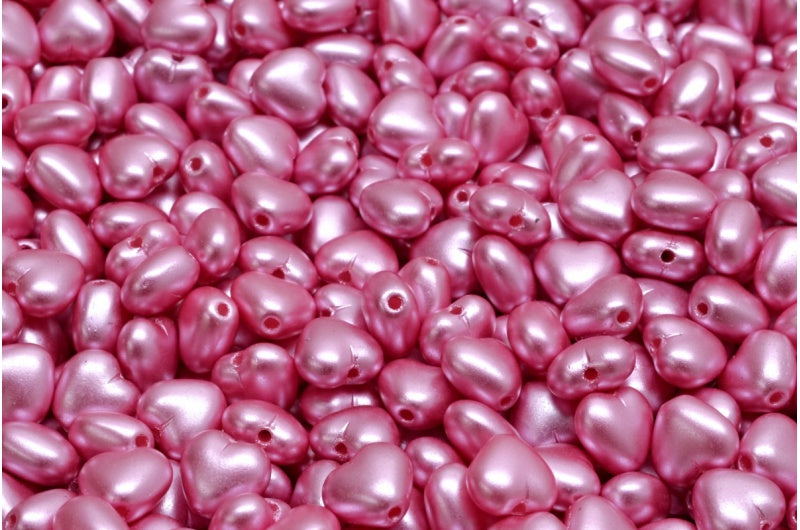 ハートビーズ、ホワイトパステルピンク（02010-25008）、ガラス、チェコ共和国