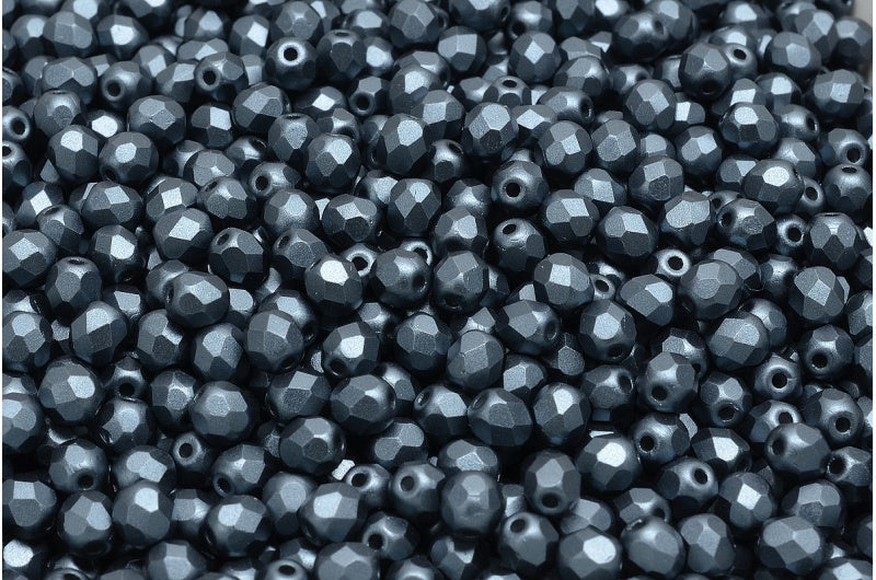 Fire Polished Faceted Beads Round, White 25037 (02010-25037), Bohemia Crystal Glass, Czech Republic