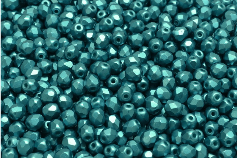 Fire Polish Faceted Round Beads 3mm, White Pastel Blue Zircon (02010-25043), Glass, Czech Republic