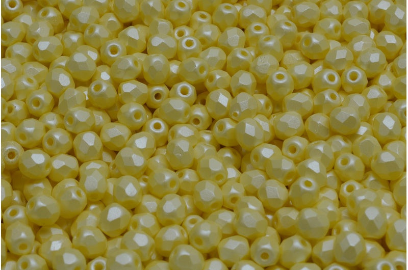 Fire Polished Faceted Beads Round, White 29301 (02010-29301), Bohemia Crystal Glass, Czech Republic
