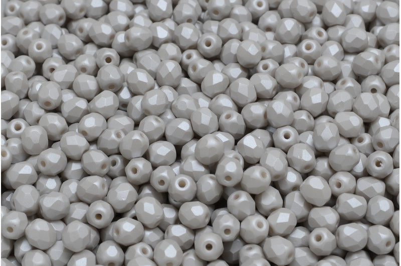 Fire Polished Faceted Beads Round, White 29320 (02010-29320), Bohemia Crystal Glass, Czech Republic
