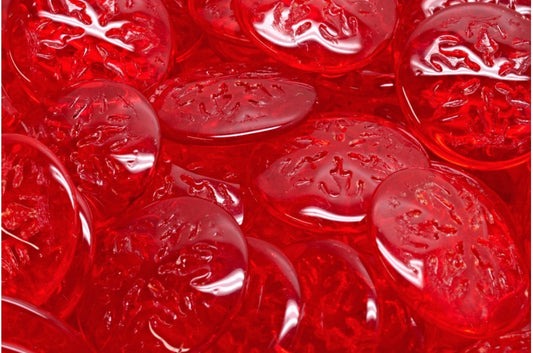Snowflake Cabochon Beads, Ruby Red (90080), Glass, Czech Republic